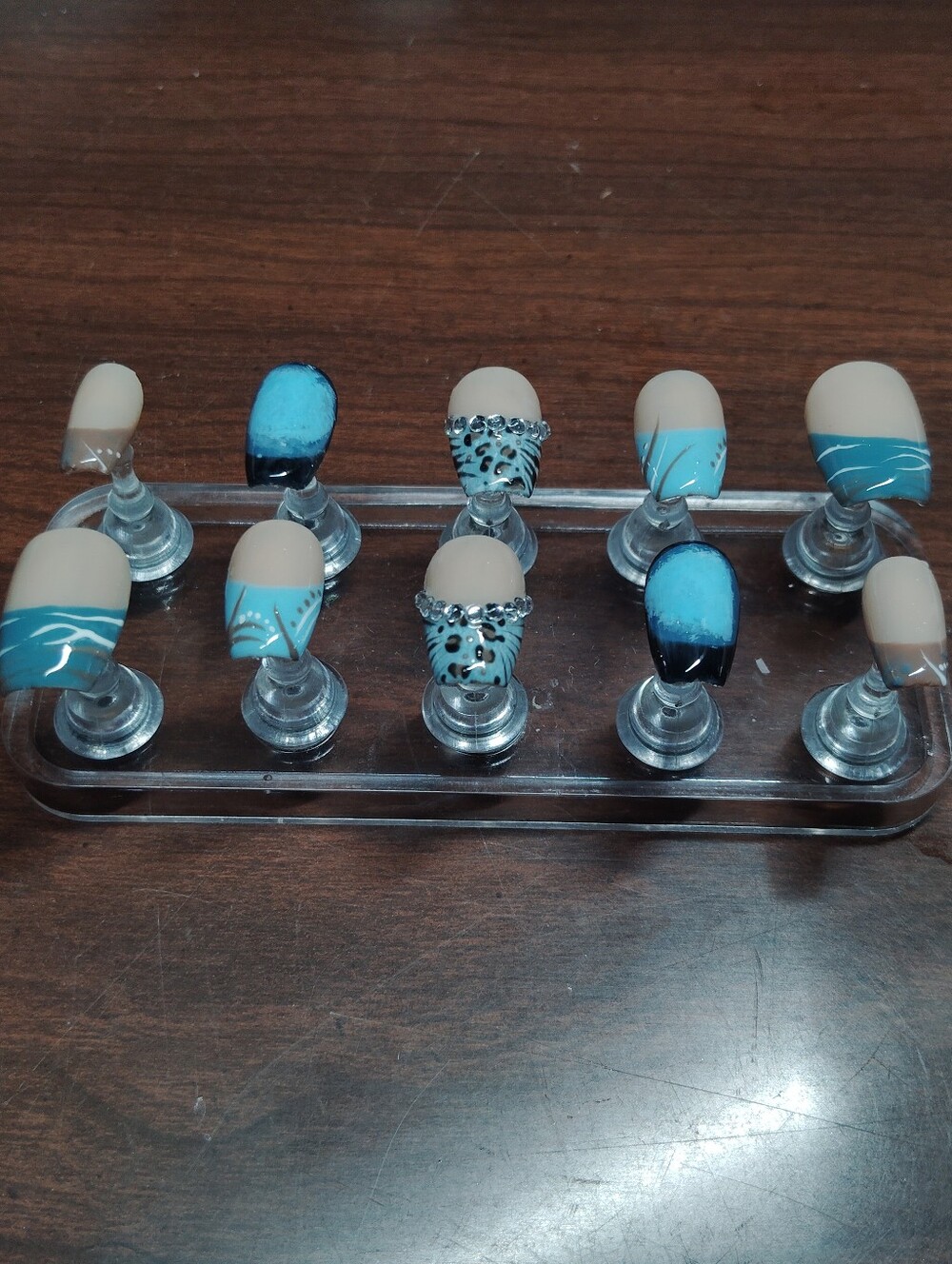 Handmade Blue, Brown Press Ons